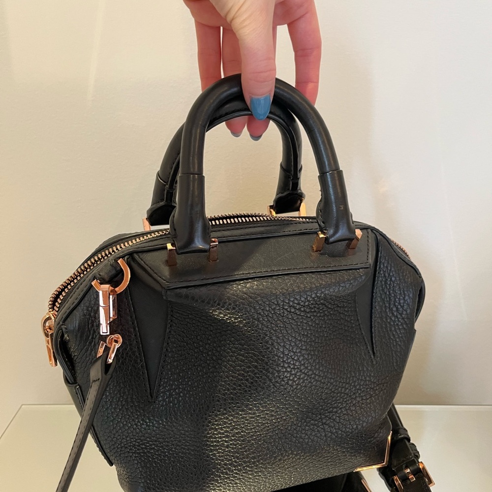 Alexander Wang Emilie rose gold hardware Black Leather Crossbody Satchel